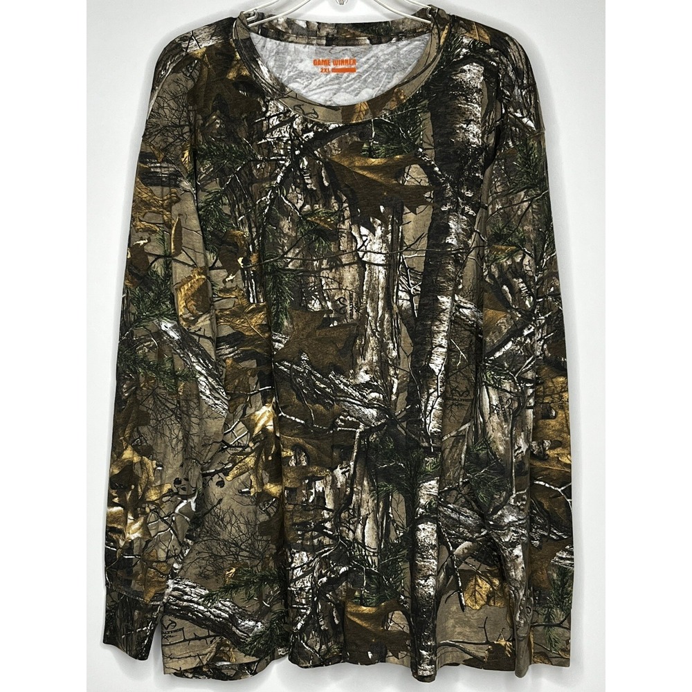 Game Winner Camouflage Long Sleeve Crew Neck Men's 2XL